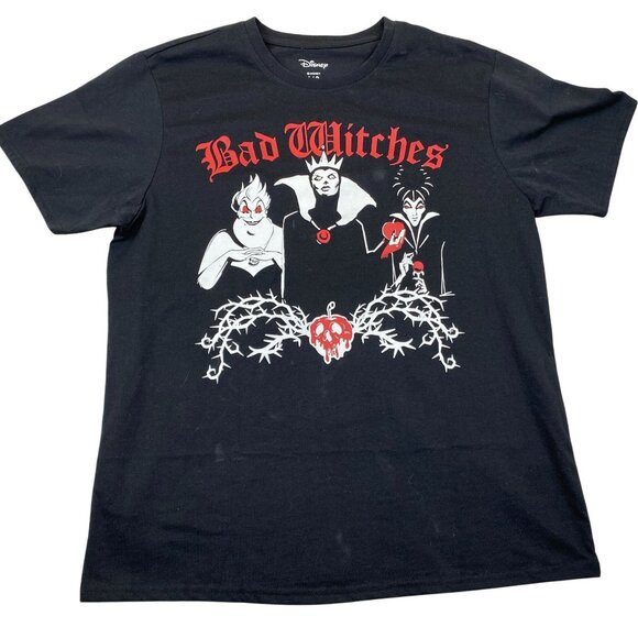 Disney Bad Witches Graphic T-Shirt Large Black Cotton/Polyester Blend Casual Tee - Picture 1 of 6